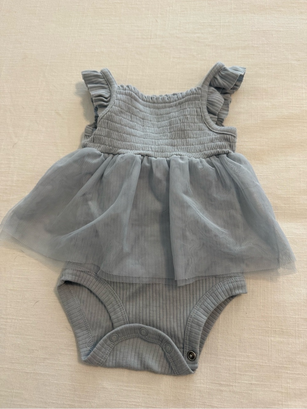 Carter's Light Blue Tulle Skirt Ribbed One-Piece
